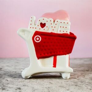 Ceramic Target Love Shopping Cart Accent in Red and Pink NEW